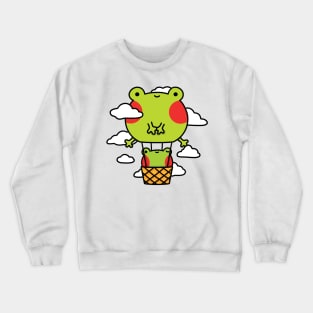 Frog hot air balloon with clouds Crewneck Sweatshirt